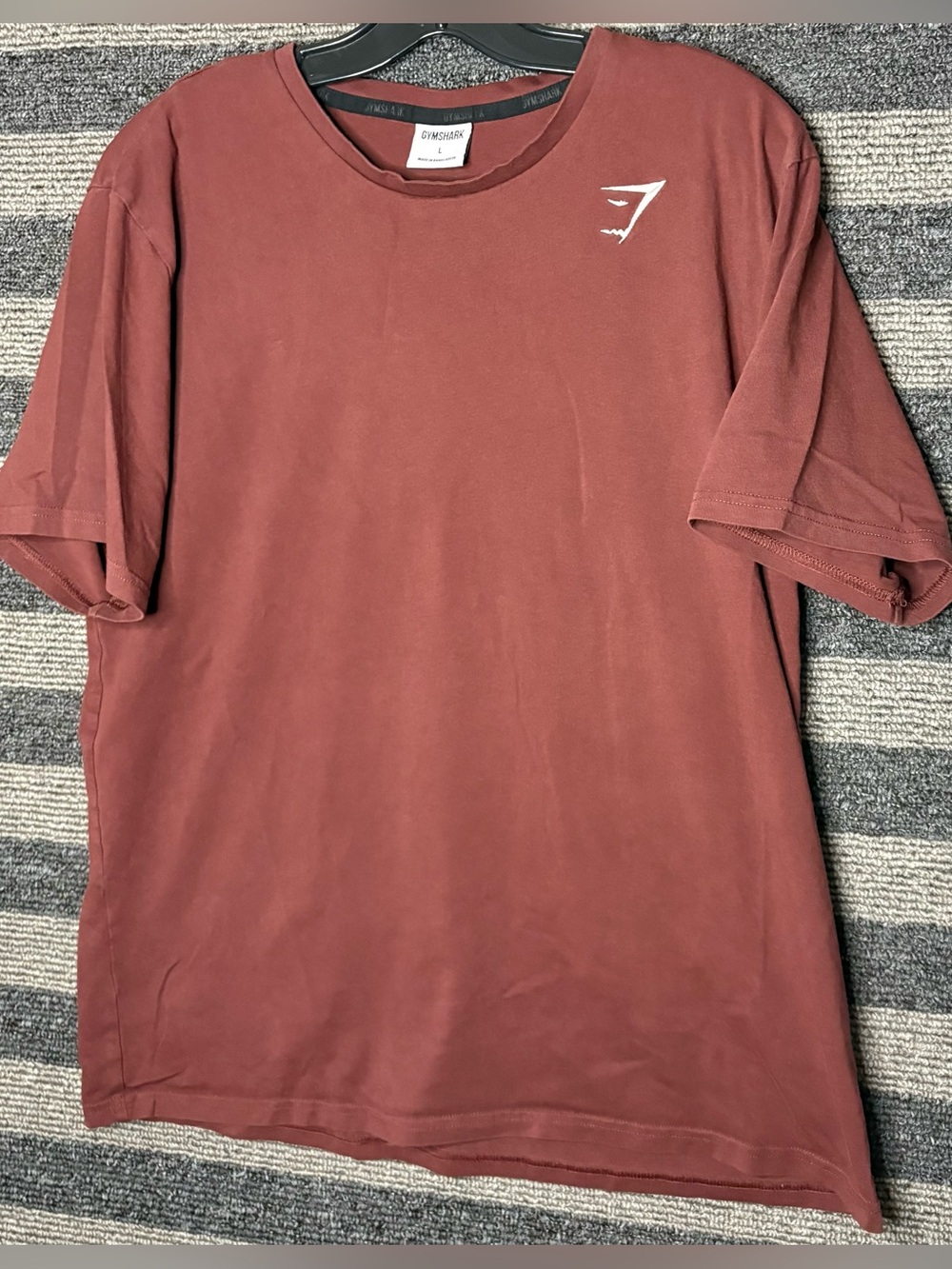 Gymshark Men's Maroon Short Sleeve T-Shirt with Embroidered Logo